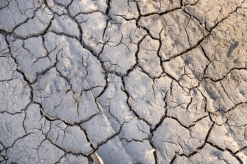 Gray cracked earth drying after rain