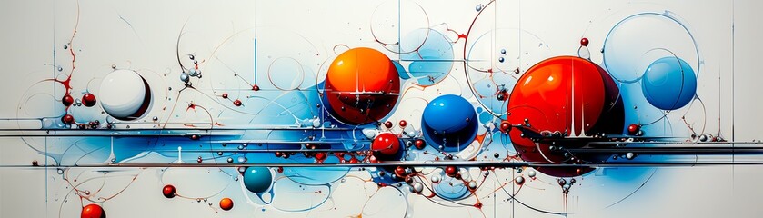 Abstract Geometric Painting Industrial Shapes Dirty Textures Circular Abstraction Constructivist Art Digital Art Generative AI Long Poster Background Wallart