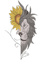 Unreal Lion with Sunflower