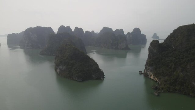 The aerial view of Ha Long Bay in Northern Vietnam