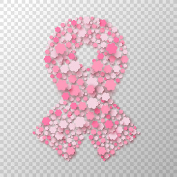 Breast Cancer pink ribbon papercut flower template