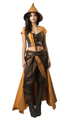 Obraz premium Happy women standing in Spellbinding Sorcerer halloween with an isolated transparent background.