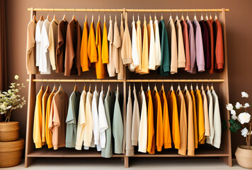 a closet with hangers and many in it