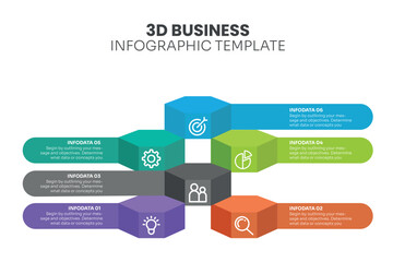Modern 3D infographic template with 5 steps. Business circle template with options for brochure, diagram, workflow, timeline, web design. Vector EPS 10
