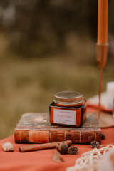 fall vibes witf book and candle