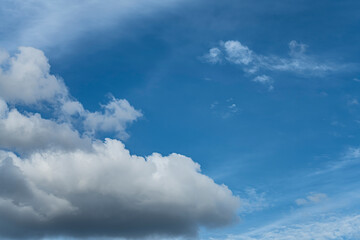 Dramatic cloudy sky. Sunny sky with white clouds.