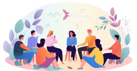 A compassionate gathering of people discussing their battles with alcohol dependency.