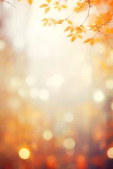 Blurred out fall season abstract nature background with lots of bokeh and a bright center spotlight and a subtle vignette border. ai generative. © W&S Stock