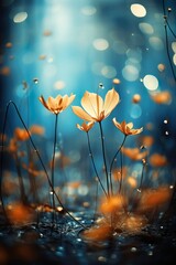 Blurred out fall season abstract nature background with lots of bokeh and a bright center spotlight and a subtle vignette border. ai generative.