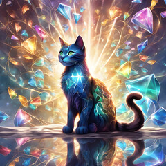 Cat and crystals