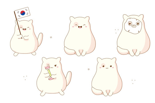 clipart cats korean cute kawaii. Vector illustration
