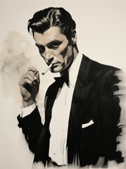 1940s matinee idol smoking a cigarette