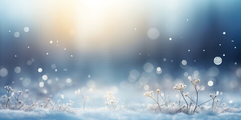 Out of focus blurred winter season abstract nature background with lots of bokeh. ai generative.