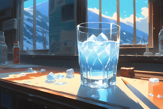 a-brilliant-glass-made-of-ice. generative ai