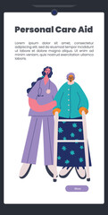 Home care specialist with a senior woman in the mobile app vector illustration.