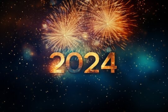 Numbers 2024. Festive background or backdrop with copy space for text.