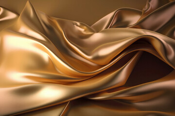 Featuring a wavy fold of silk or satin, this golden fabric background adds elegance to any project. Created with the help of AI technology.