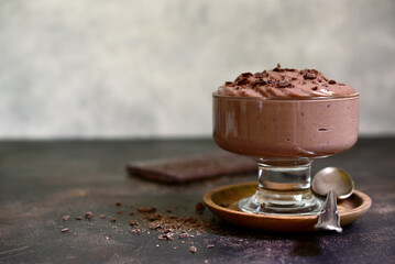 Homemade delicious chocolate pudding or mousse.