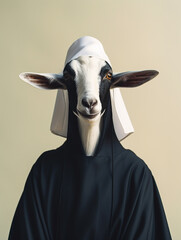 An Anthropomorphic Goat Dressed Up as a Nun