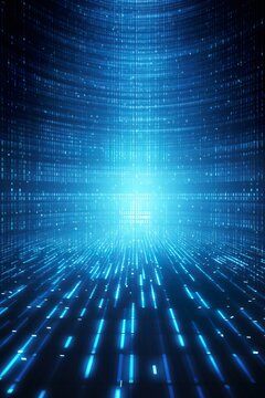 Abstract binary code technology background with blue hues. ai generative