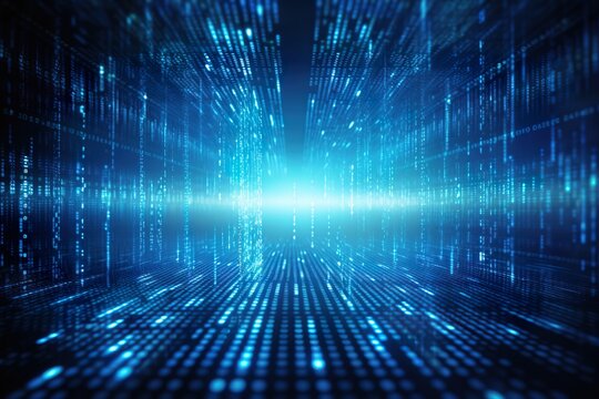 Abstract binary code technology background with blue hues. ai generative
