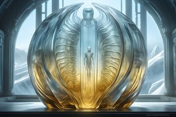 a-brilliant-glass-made-of-ice. generative ai