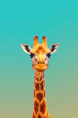 Fototapeta premium giraffe, symmetrical, poster, bright colors. Generated by ai