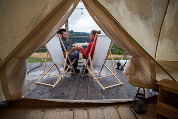 glamping or glamour camping with a dog