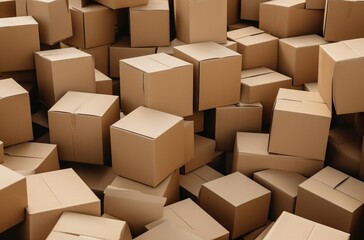 Fototapeta premium a group of boxes is piled together