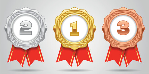 Silver gold and bronze medal set