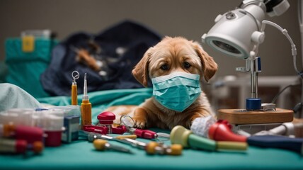 Paws in Scrubs: An Adorable Canine Surgeon Ready for Miniature Medical Marvels (AI Generated)
