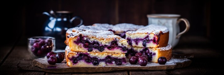 Blueberry cake with blur background