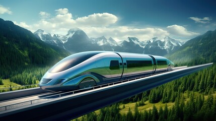 An awe-inspiring image of a magnetic levitation train, illustrating the future of efficient, high-speed rail travel