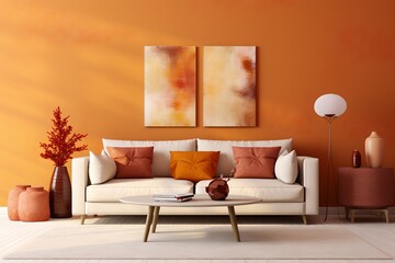 Orange interior, generative ai