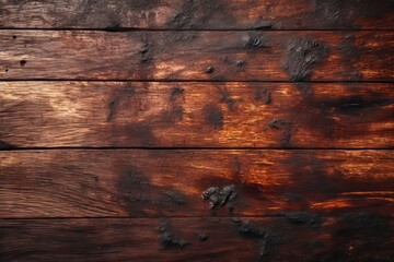 BBQ background. Burnt wooden Board texture. Burned scratched hardwood surface. Smoking wood plank background. Burned wooden grunge texture