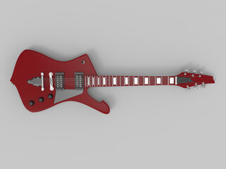 Electric guitar Ps10 Ibanez 3D render, inspired on rock and roll legend Kiss. Red color. guitar,...
