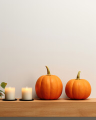 Glowing Pumpkin Candles and Fragrant Air. Halloween background