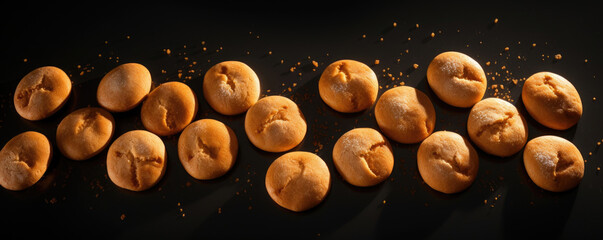 Group of Glowing PumpkinShaped Cookies Against a Dark Sky. Halloween background