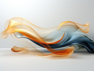 Obraz premium Illustration of an abstract painting capturing the dynamic movement of a wave in vibrant shades of orange and blue. Generative AI
