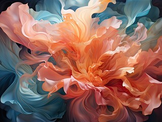 Obraz premium Illustration of an abstract flower painting on a black background. Generative AI