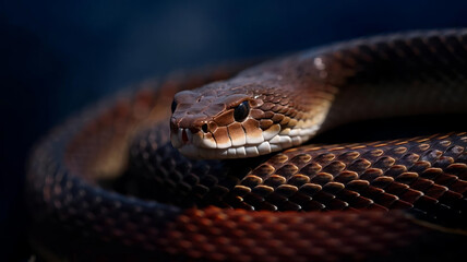 A venomous snake coiled and ready to strike. AI Generative.