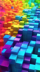 Abstract background with colorful glowing cubes.