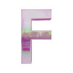 Pink rainbow 3d glass Letter with dispersion, colorful holographic Alphabet