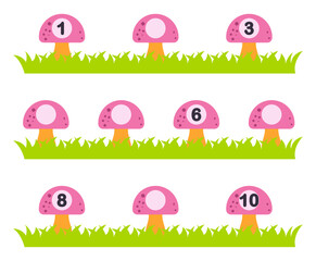 Educational game for kids, math activity worksheet. Fill in the missing numbers.