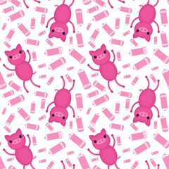 Cartoon animals seamless pigs pattern for wrapping paper and fabrics and kids clothes print and festive