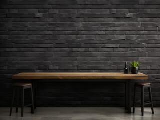 Texture of a black brick wall abstract dark background for your product display