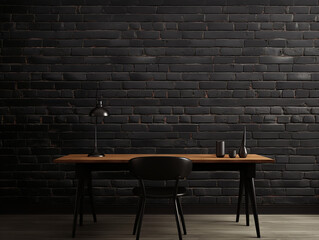Texture of a black brick wall abstract dark background for your product display