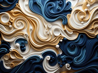Illustration of a detailed close-up of a textured paper wall with intricate patterns and delicate folds. Generative AI