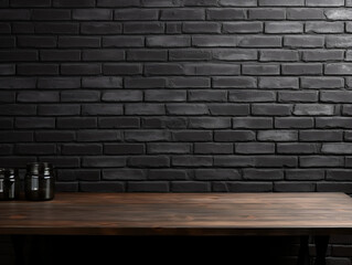 Texture of a black brick wall abstract dark background for your product display