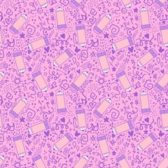 School pencil seamless blackboard doodle pattern for wrapping paper and fabrics and kids clothes print